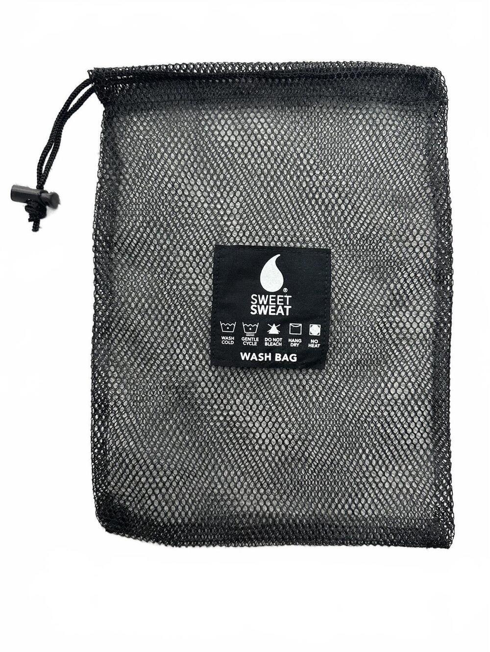 Sweet Sweat Black Mesh Wash Bag Drawstring Gym Accessory Travel Laundry Bag